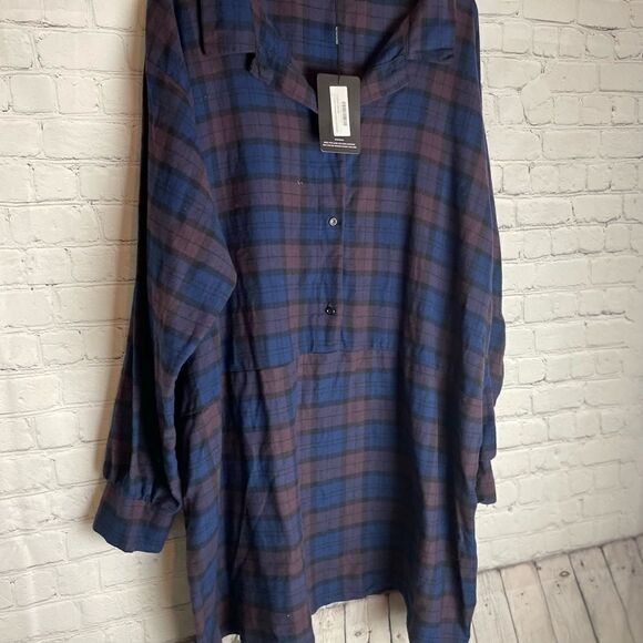 Prettylittlething Plus Purple Oversized Check Shirt Dress Size 20 - Picture 10 of 12